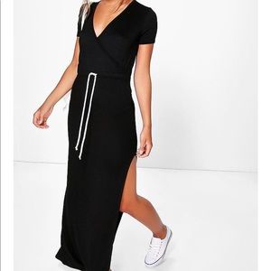 Petite Wrap Front Drawstring Waist Maxi Dress❣️